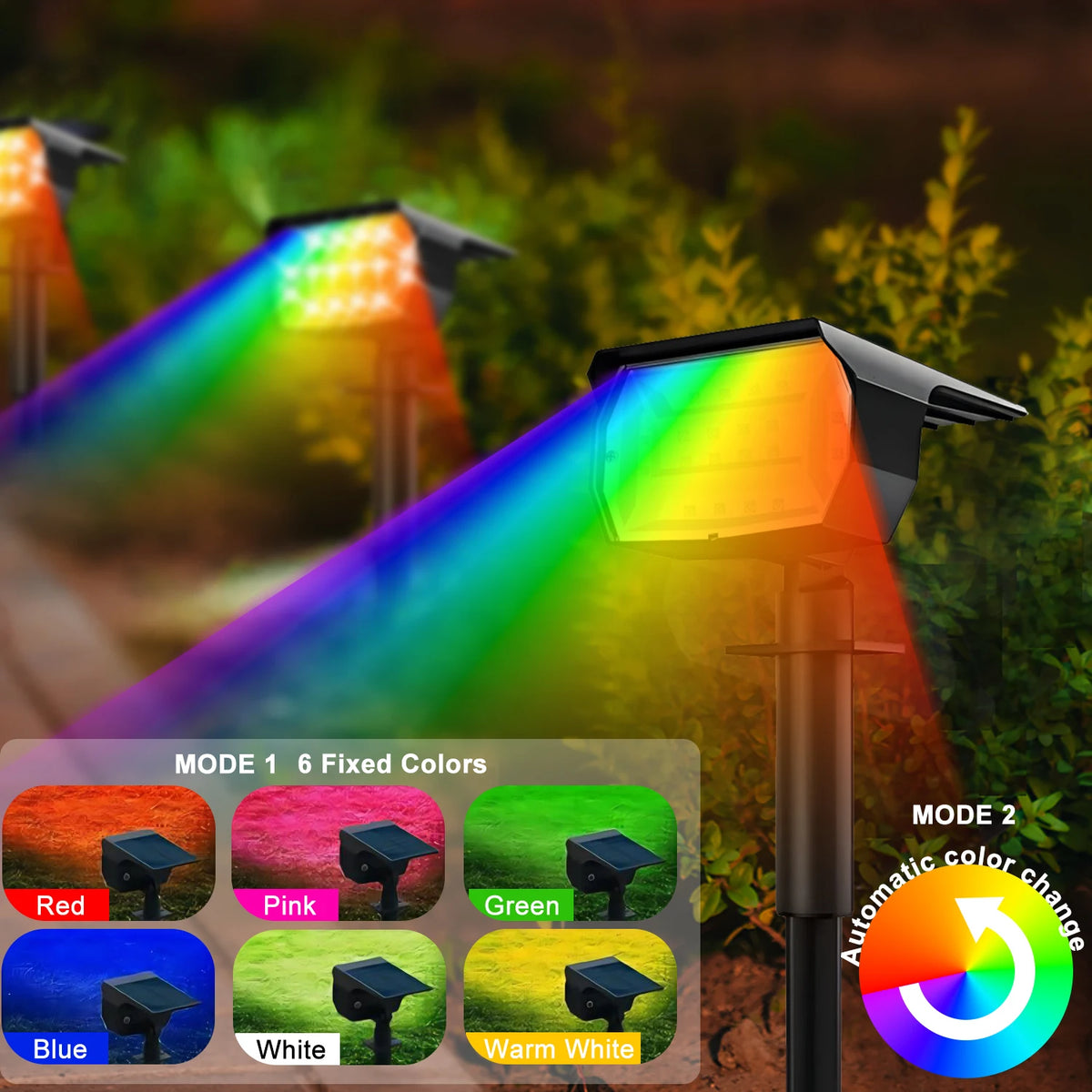 LED Solar Landscape Lights Outdoor IP65 Waterproof Solar Light with 3 Modes Solar Garden Spotlight for Yard Lawn Walkway