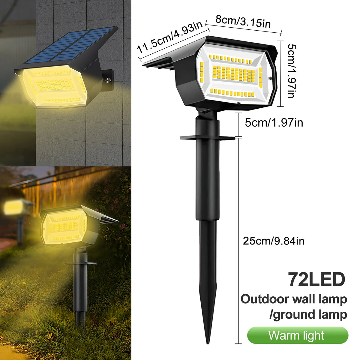LED Solar Landscape Lights Outdoor IP65 Waterproof Solar Light with 3 Modes Solar Garden Spotlight for Yard Lawn Walkway