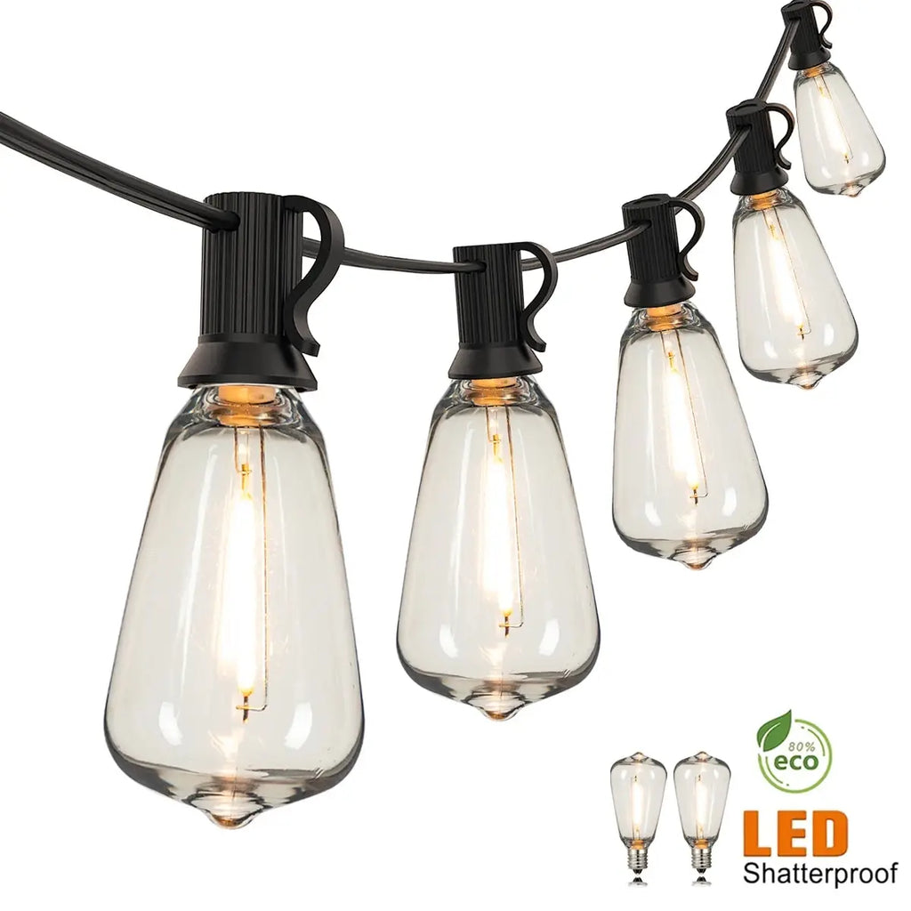 String Lights Outdoor Connectable Shatterproof Waterproof Plastic LED Bulb Dimmable Patio Garden Decor