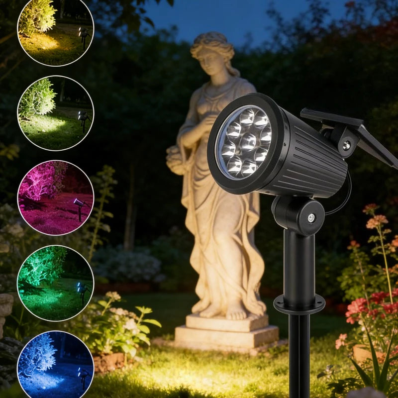 Solar LED Spotlight Outdoor IP65 Waterproof Adjustable Brightness Landscape Light for Garden Yard Path Lawn Decor