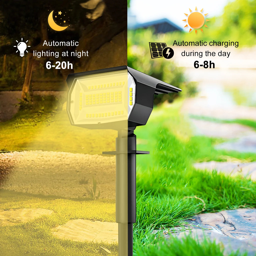 LED Solar Landscape Lights Outdoor IP65 Waterproof Solar Light with 3 Modes Solar Garden Spotlight for Yard Lawn Walkway