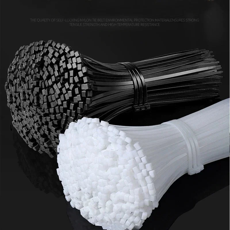 Nylon Cable Ties Self-locking Cord Ties Straps Adjustable Cables Fastening Loop Home Office Wire Zip Ties Wholesale