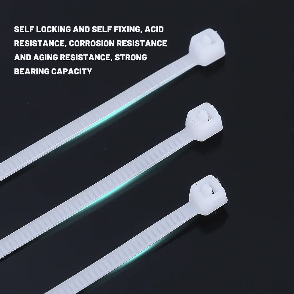 Nylon Cable Ties Self-locking Cord Ties Straps Adjustable Cables Fastening Loop Home Office Wire Zip Ties Wholesale