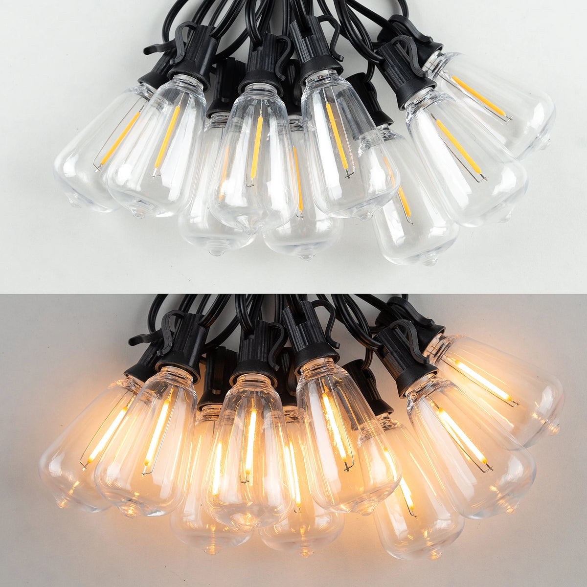 String Lights Outdoor Connectable Shatterproof Waterproof Plastic LED Bulb Dimmable Patio Garden Decor