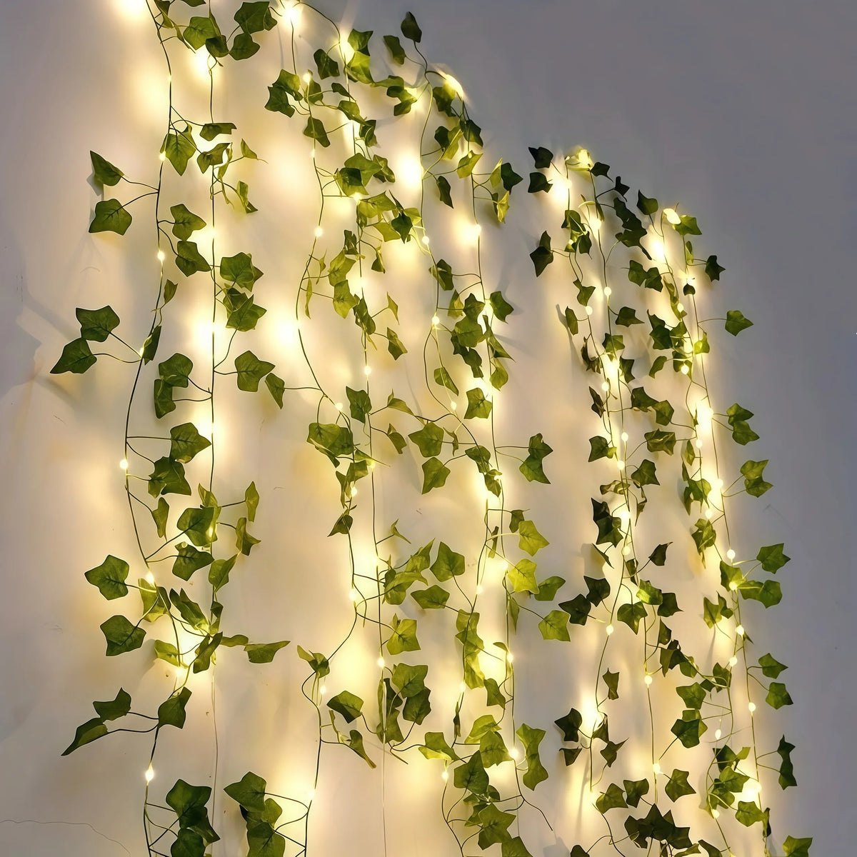 LED Green Leaf Fake Plant String Lights LED Battery Powered for Wall Room Office Home Bedroom Decor