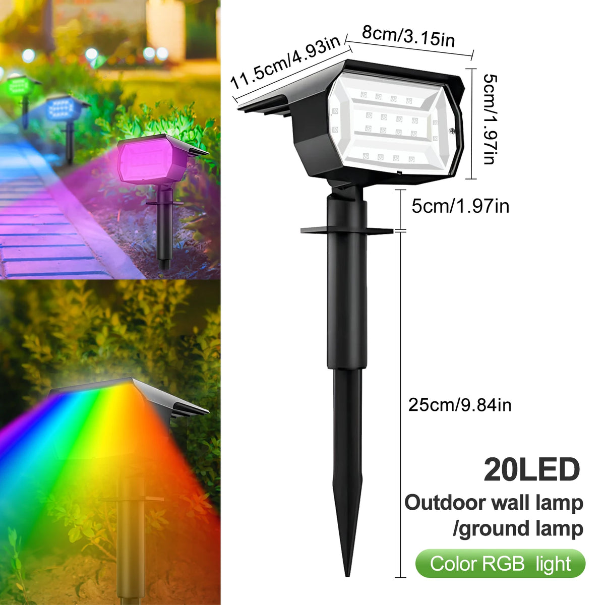 LED Solar Landscape Lights Outdoor IP65 Waterproof Solar Light with 3 Modes Solar Garden Spotlight for Yard Lawn Walkway