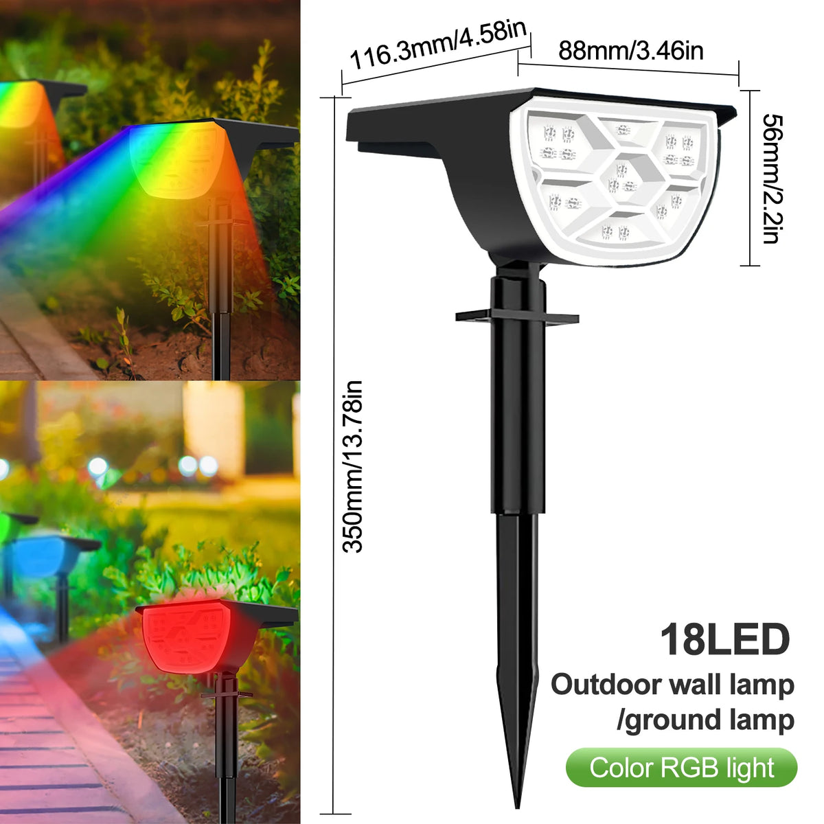 LED Solar Landscape Lights Outdoor IP65 Waterproof Solar Light with 3 Modes Solar Garden Spotlight for Yard Lawn Walkway