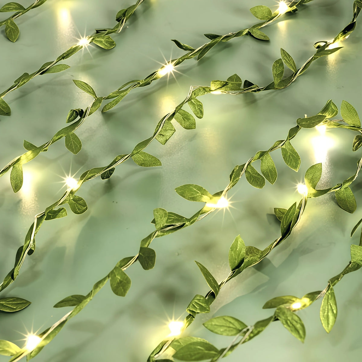 LED Green Leaf Fake Plant String Lights LED Battery Powered for Wall Room Office Home Bedroom Decor