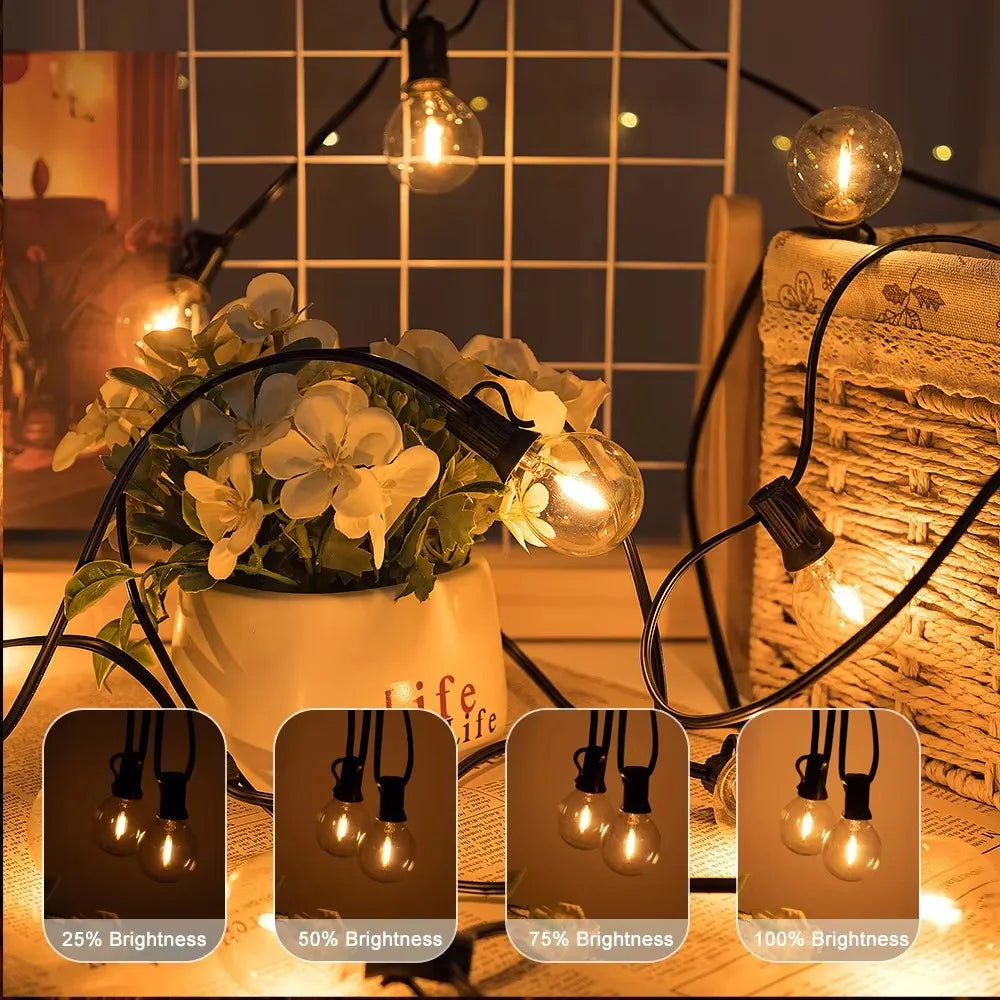 Outdoor LED Waterproof String Light EU Plug Shatterproof Light Bulb Garden Fairy String Lights for Patio Festoon Party Decor