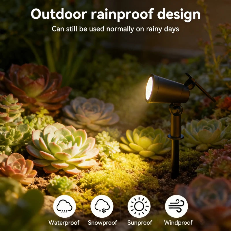 Solar LED Spotlight Outdoor IP65 Waterproof Adjustable Brightness Landscape Light for Garden Yard Path Lawn Decor